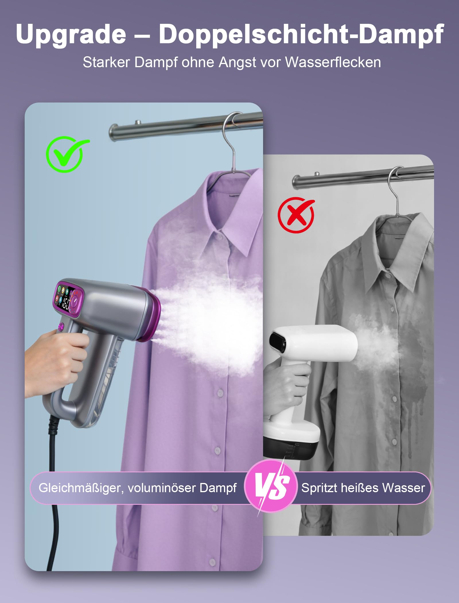 Handheld Steamer for Clothes, Dampfglätter 2 in 1 Bügeleisen und Steamer | 1200W, 20s Schnellaufheizung, 160ml Wassertank, 5 Modi für alle Stoffe, Selbstreinigung, Design mit Aufbewahrungstasche