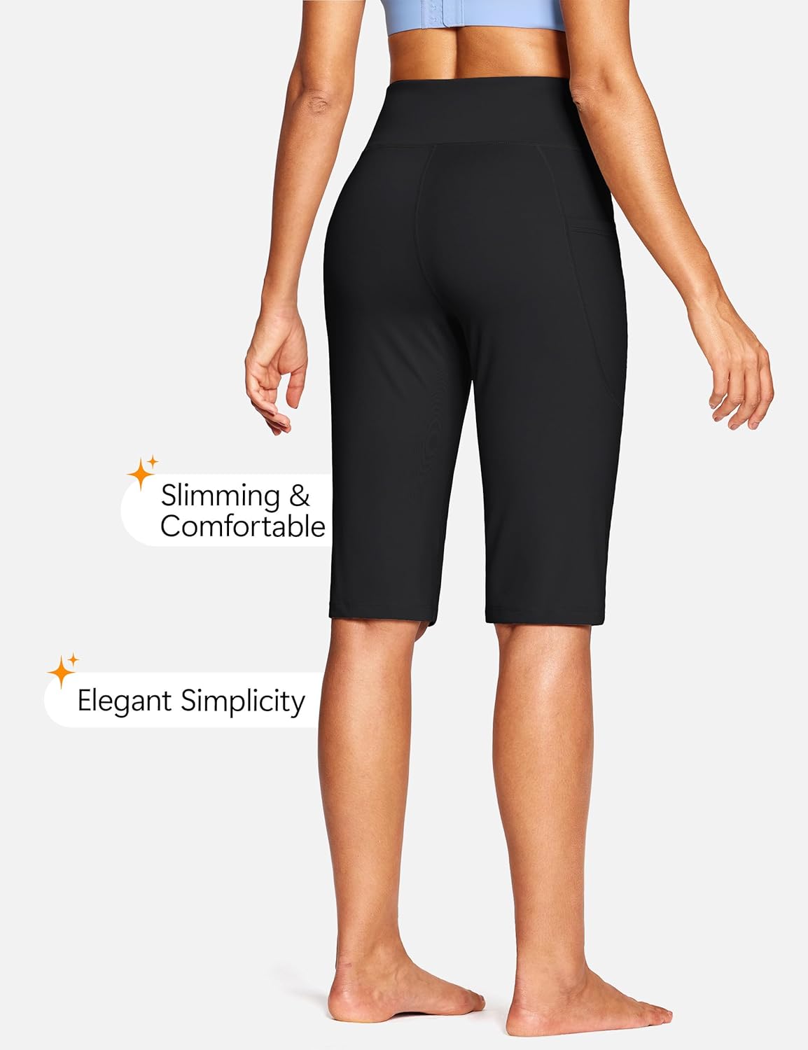 ISEEGZ 14"/ 18" Capri Pants for Women High Waist Women's Yoga Capris Stretch Summer Athletic Workout with Pockets - Image 3