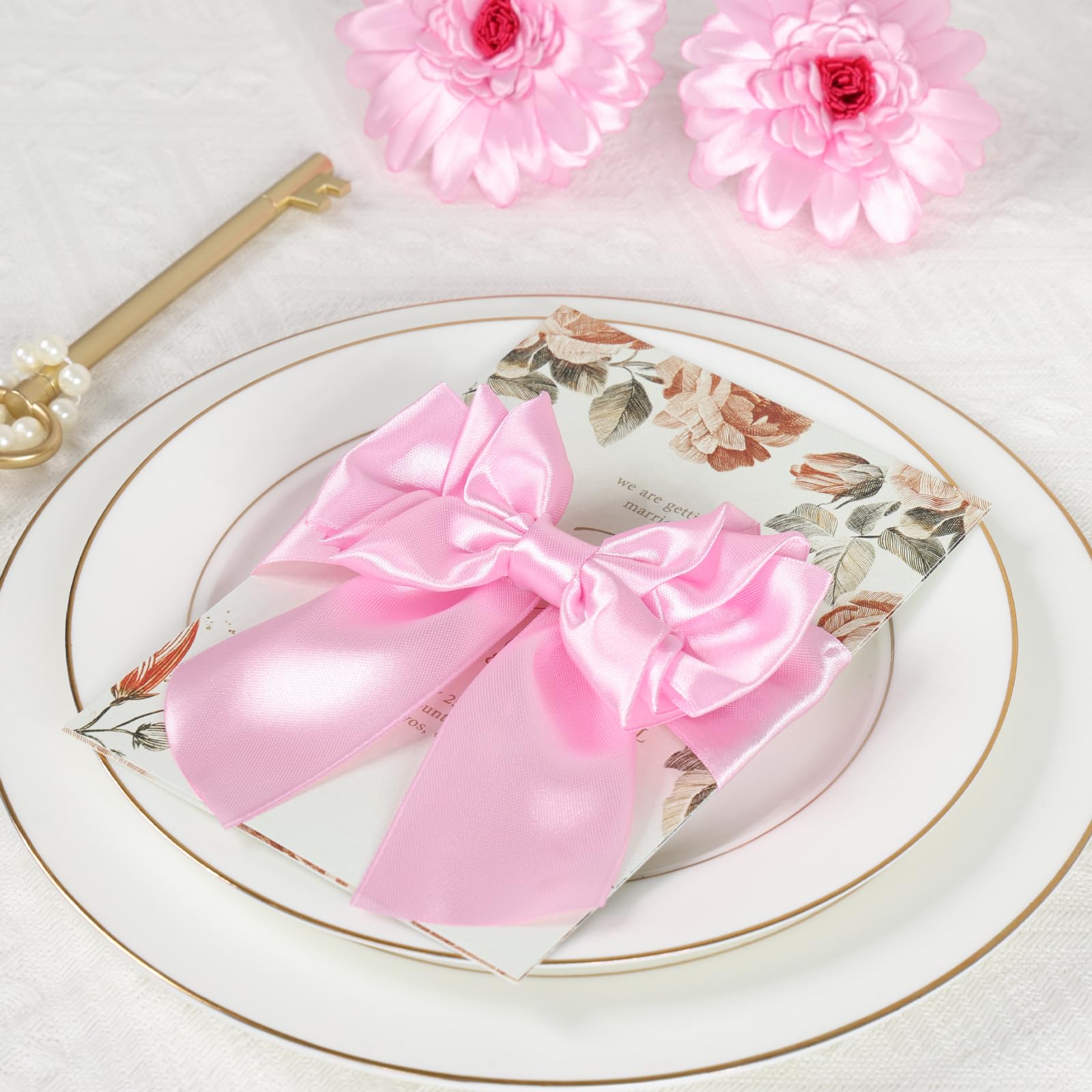 Cinta rosa de 1-1/2 pulgadas, 60 yardas de cinta de satén rosa para ramo de flores, cinta de tela para envolver regalos, manualidades de flores eternas, Navidad, boda, accesorios para el