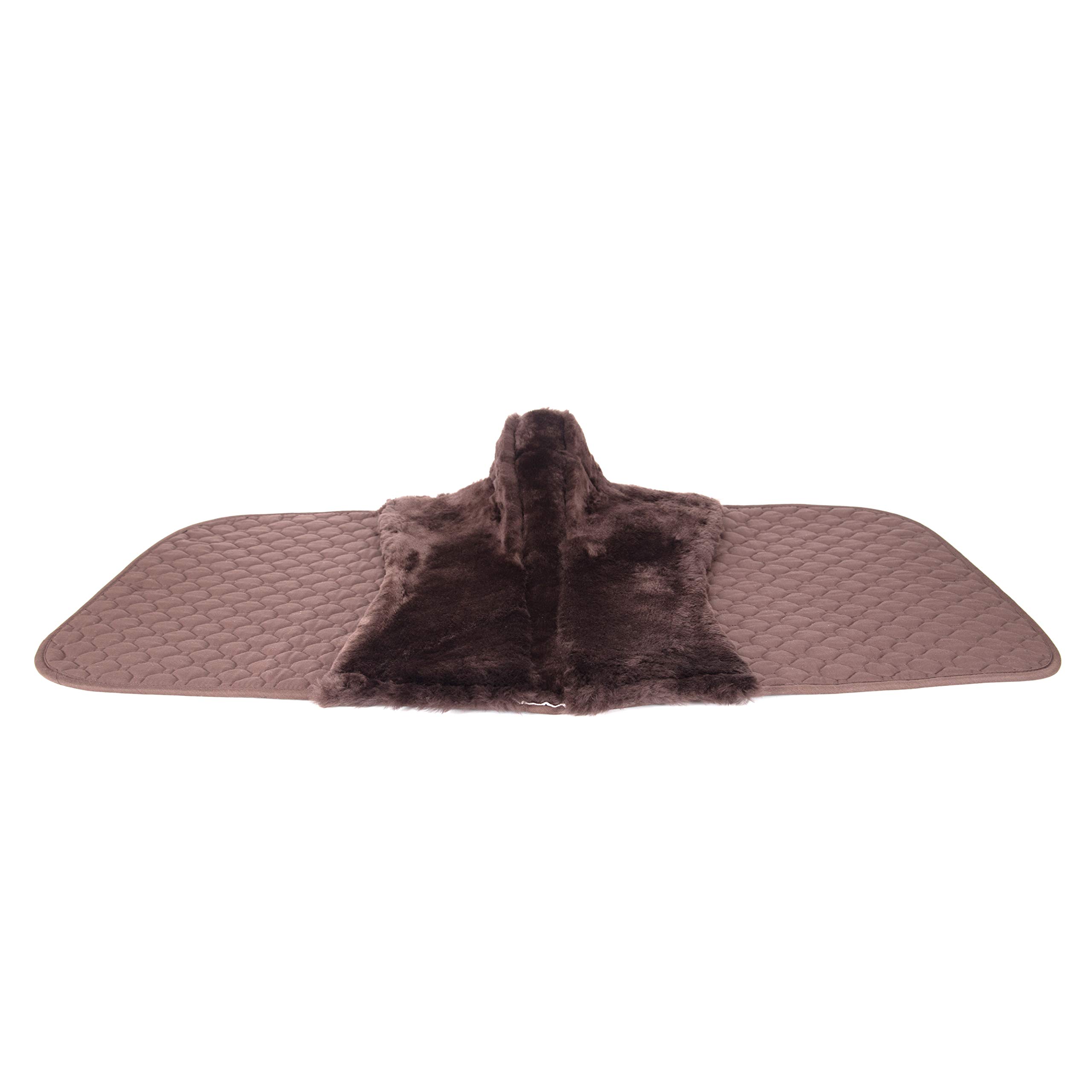 Manta de piel de cordero auténtica para silla de montar de lana de cordero, para eventos de doma y primavera con lana de cordero y algodón acolchado (Doma marrón con lana de cordero marrón)