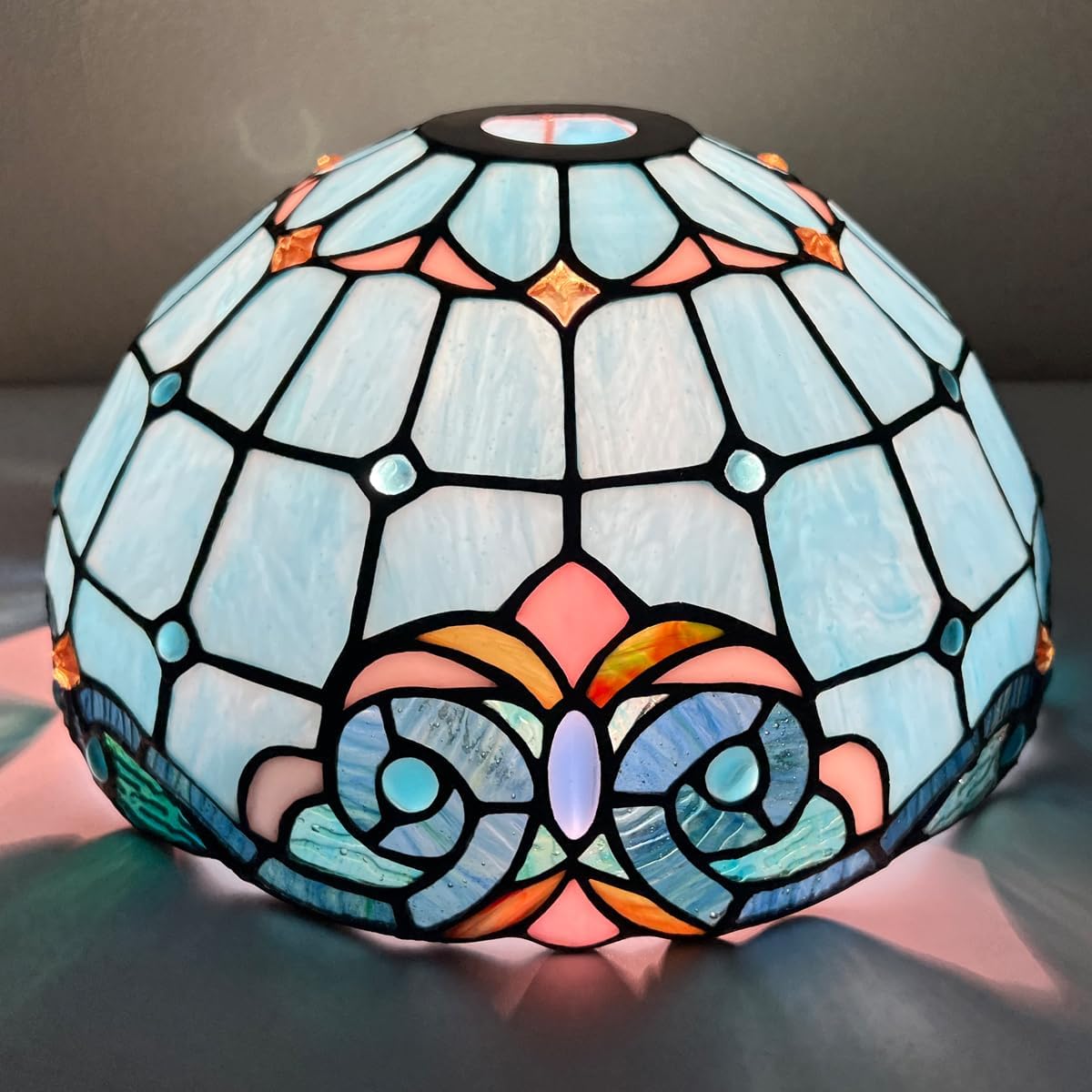 Tiffany Lamp Shade, 12 inch Medium Stained Glass Lampshade replacement for Torchiere Floor Lamp and Pendant Light Fixtures
