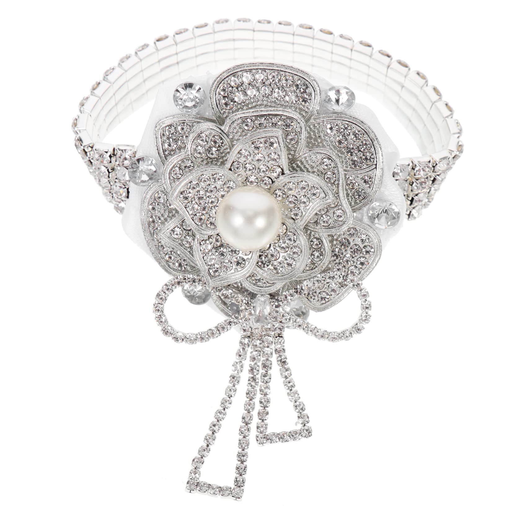 FUNOMOCYA Rhinestone Prom Flower Wrist Corsage Elegant Bridal Wristlet Accessory Crystal Embellished Wedding Wrist Flower 3.15X1.97X1.38In