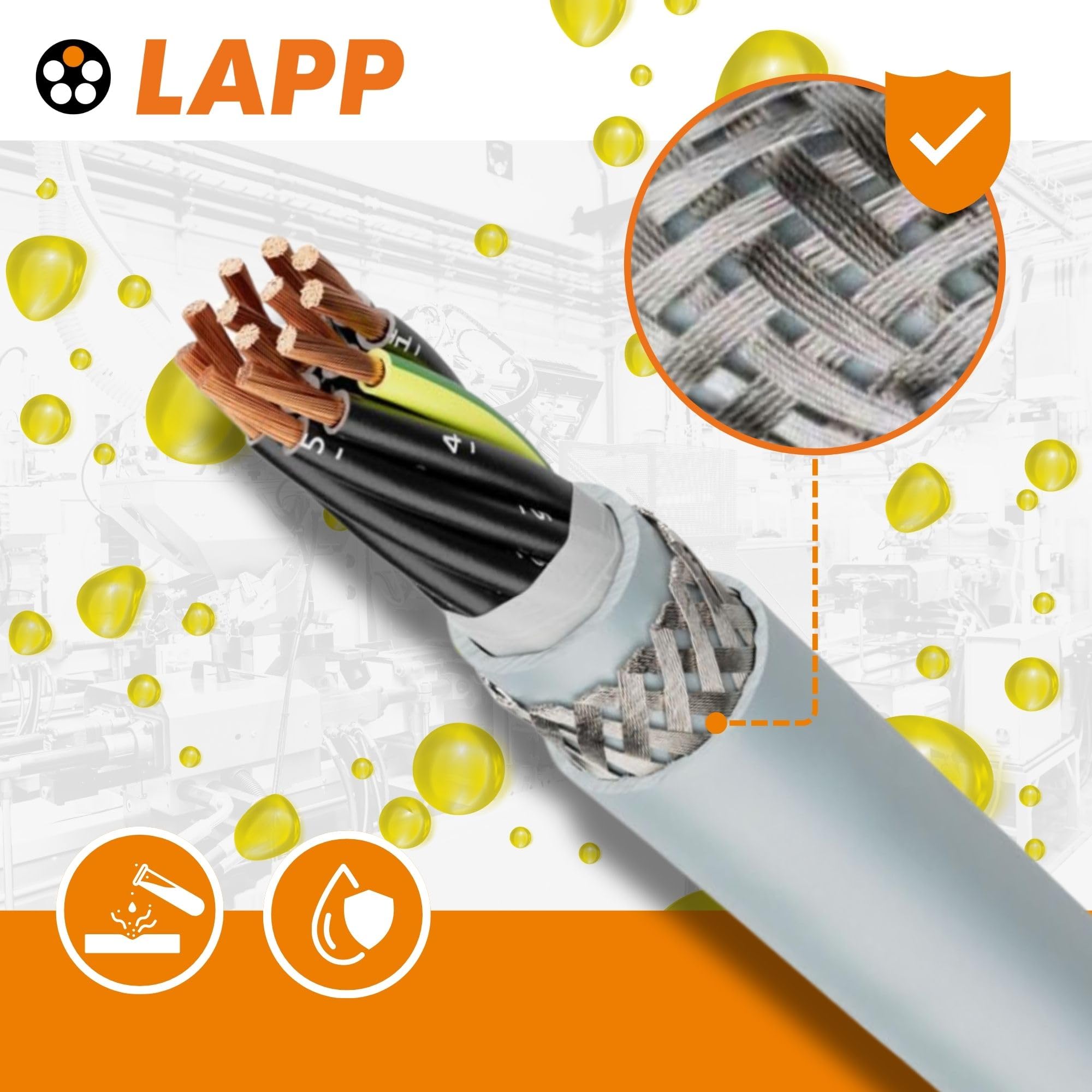 Lapp 0026250 ÖLFLEX CLASSIC FD 810 CY 3G1,5 Cavo di Controllo Schermato | Cavo multipolare in PVC grigio per catene da traino, flessibile, 3 fili x 1,5 mmq, protezione EMC e conduttore di terra