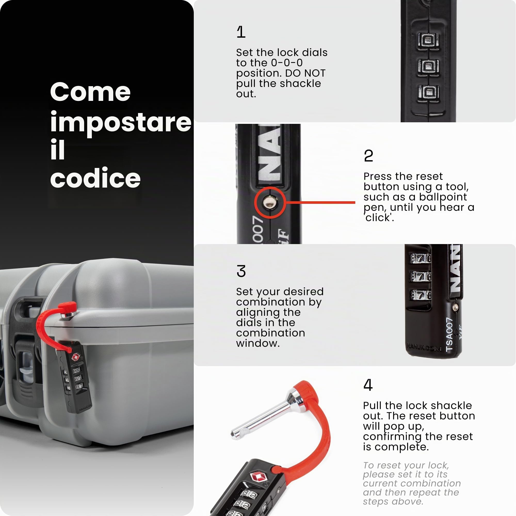 NANUK Lucchetto approvato TSA - Lucchetto da viaggio resistente e sicuro con arco in acciaio, ultra resistente ai tagli e inossidabile (Lucchetto TSA (confezione da 2))