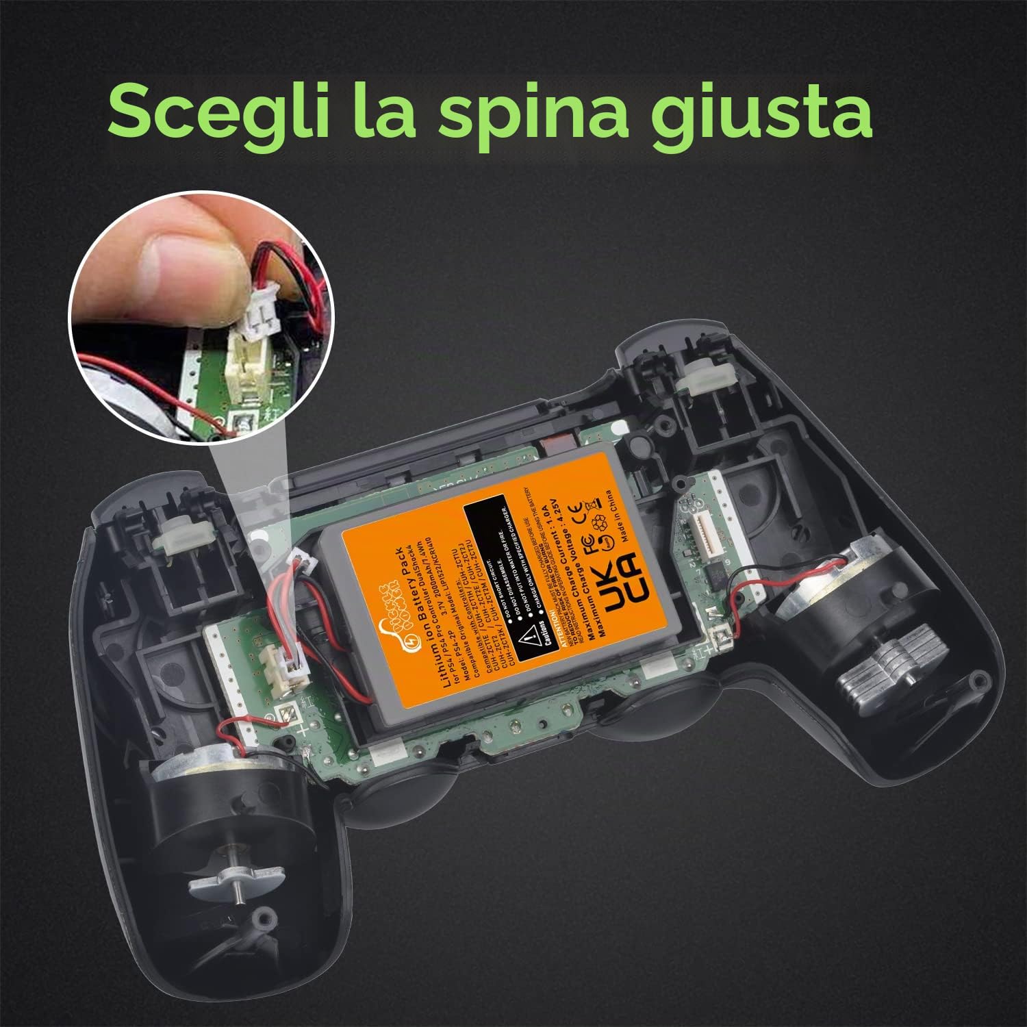 Pickle Power 2 x 2000mAh PS4 Batteria per Sony Playstation 4 Dual Shock 4 V1 V2 Controller CUH-ZCT2 CUH-ZCT2E CUH-ZCT1E CUH-ZCT1U