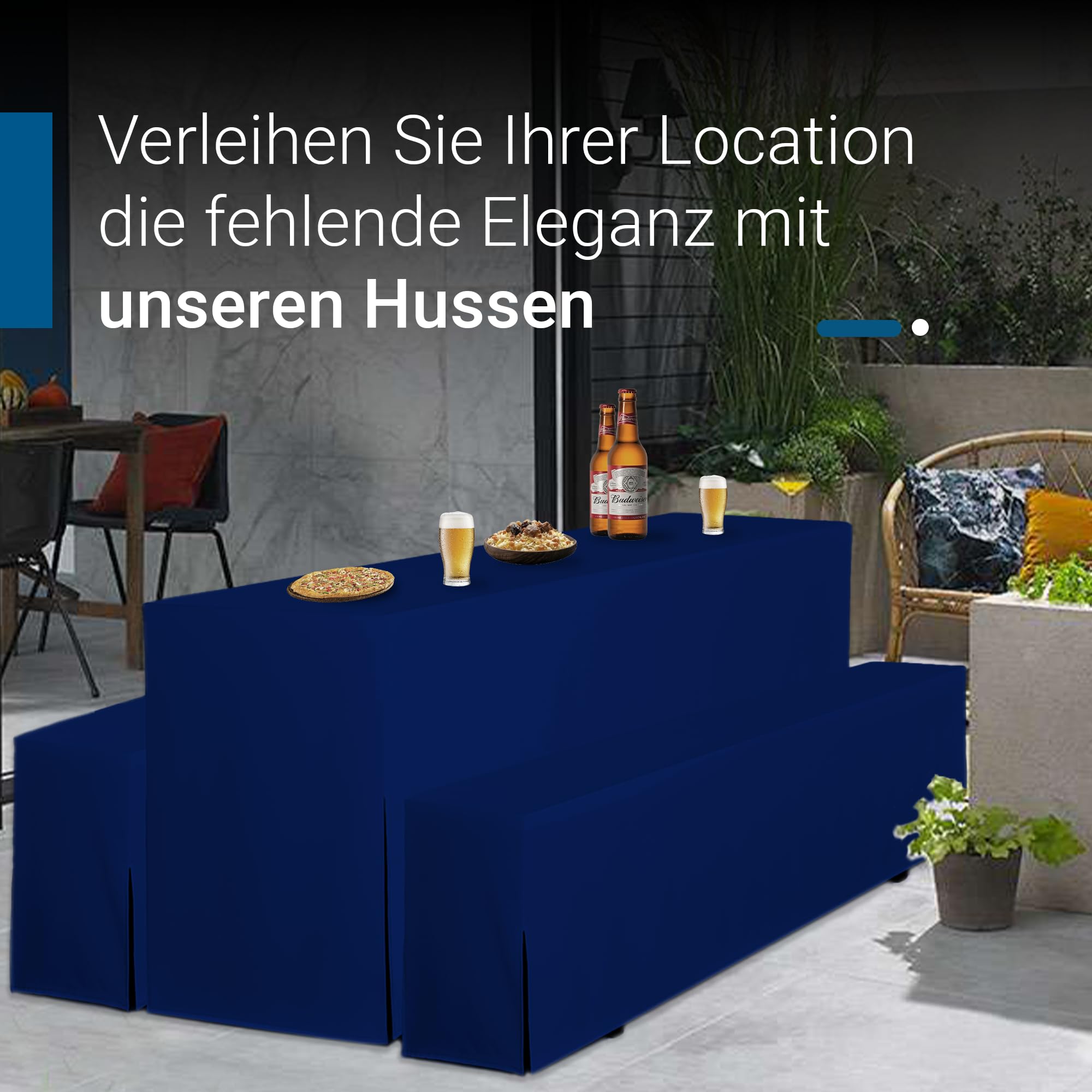 Exklusives Hussen-Set Für 70cm Bierzeltgarnitur – Dunkelblau, Polyester, Made In Germany