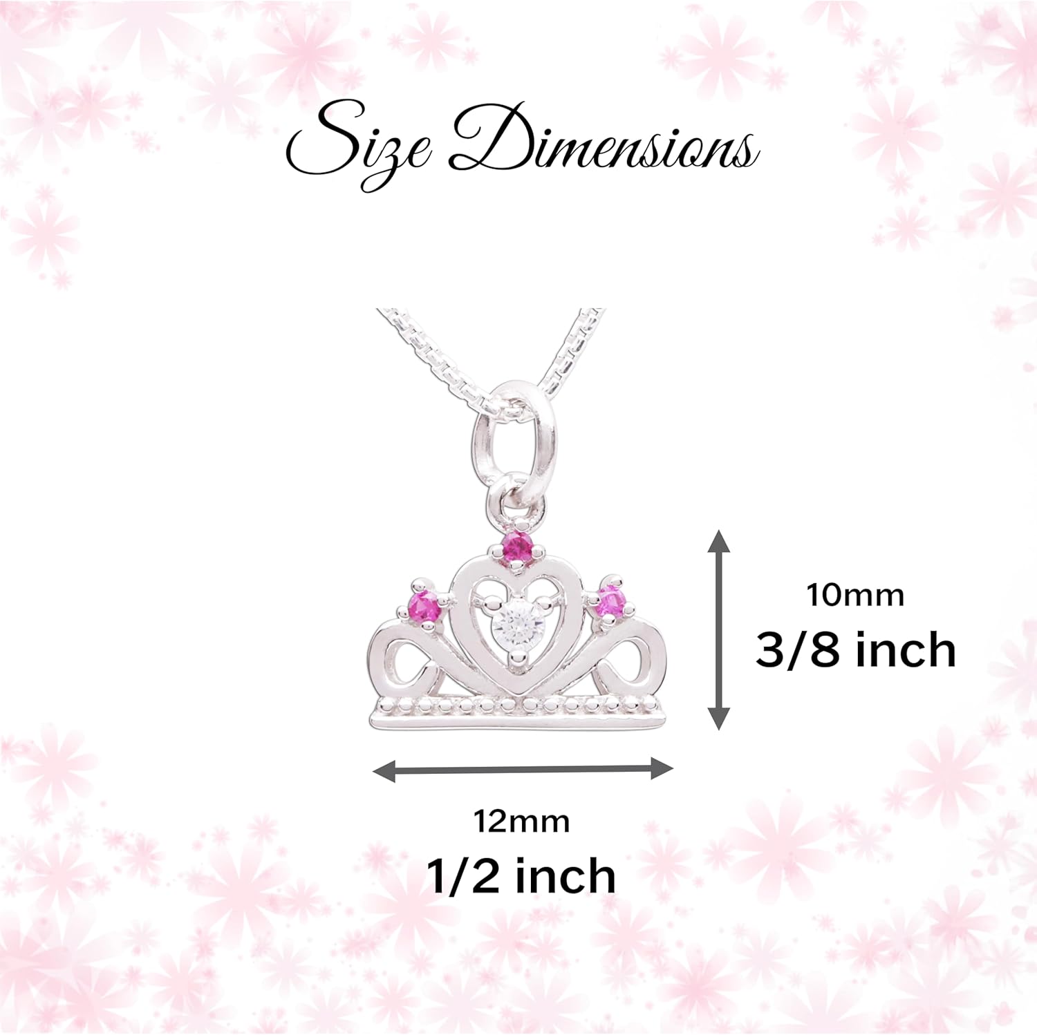 Cherished Moments Children's 925 Sterling Silver or 14K Gold Plated Fairy Princess Tiara Necklace for Toddlers or Little Girls, 14"