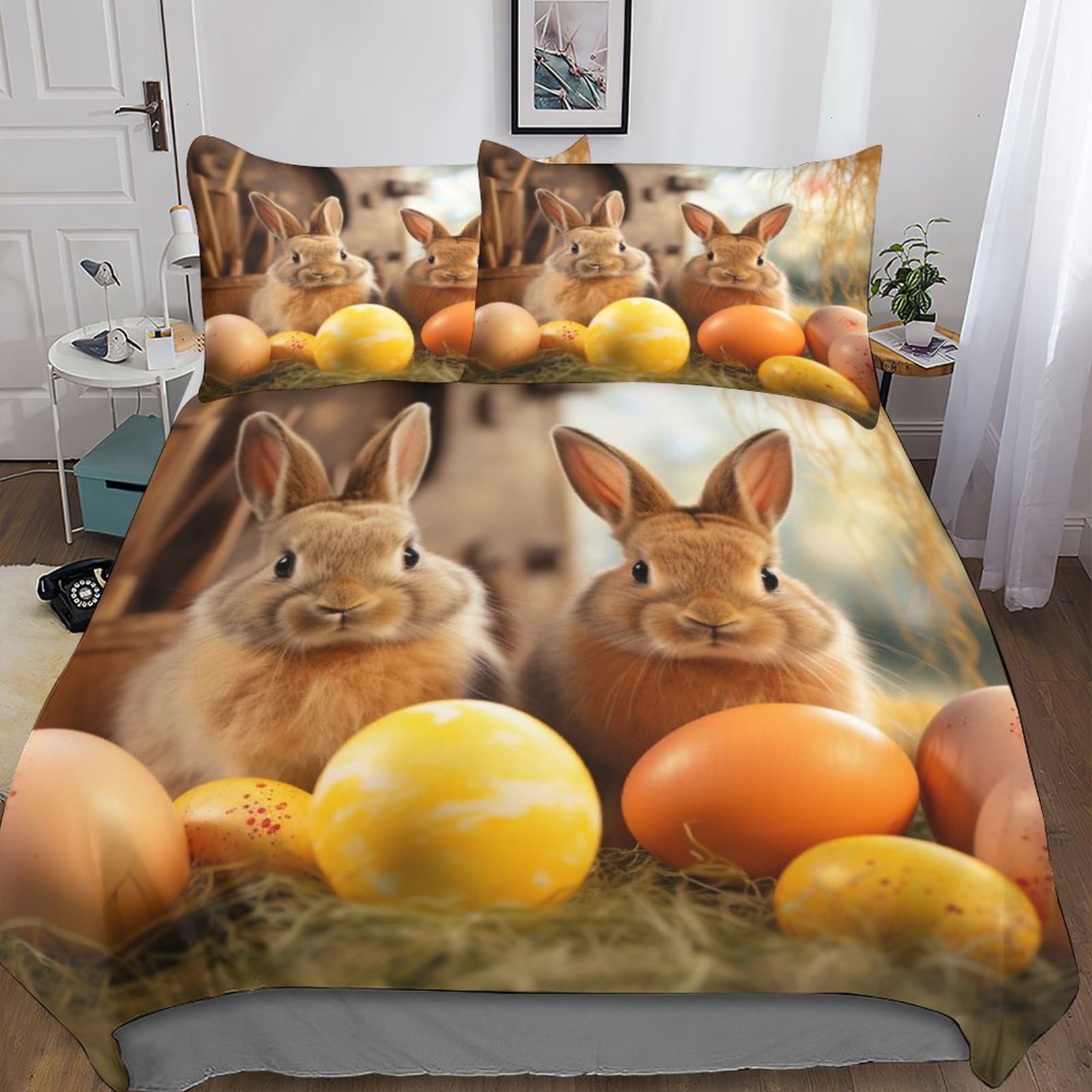 Linge de lit anti-plis en microfibre housse de couette lapin 200x200 pour un couchage sain