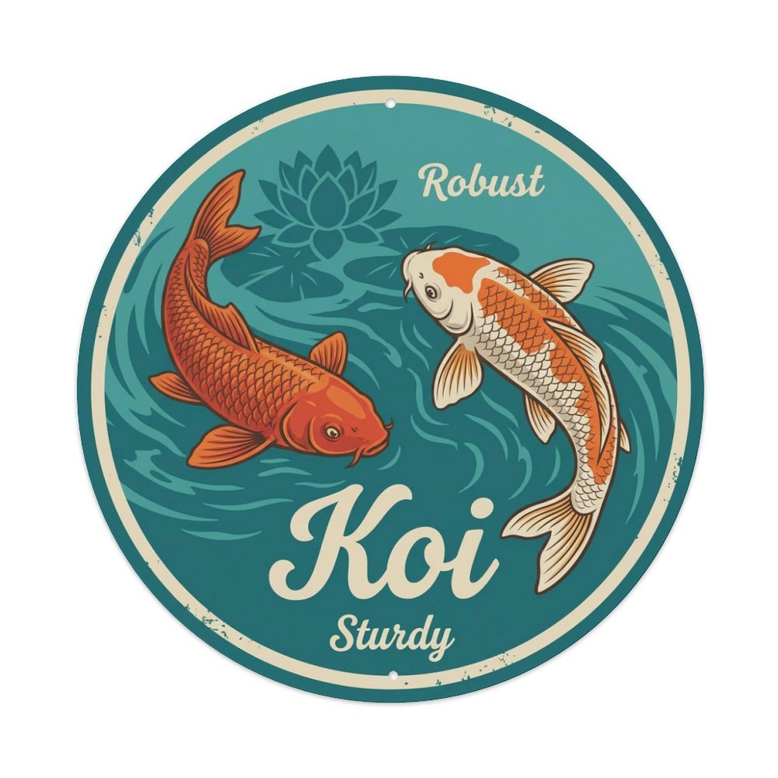 Metal Tin Sign Koi Fish Sturdy Strong Solid Japan Retro