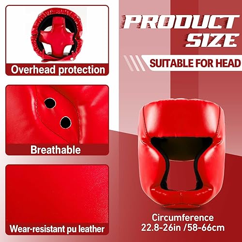 Miniatura 3 de Juego de guantes de boxeo 5 en 1 para niños, guantes de boxeo con 1 par de guantes, 2 almohadillas de taekwondo y protector de cabeza para jóvenes