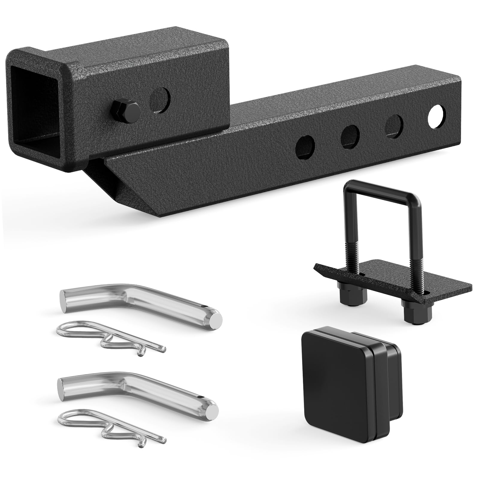 Photo 1 of YZONA Trailer Receiver Hitch Riser & Extender Adapter, 2" Drop/Rise, Adjustable Lengths 5", 6", 8", 9", Solid Tube, 2-Inch Receiver, 7500 lbs Towing Capacity, Matte Black