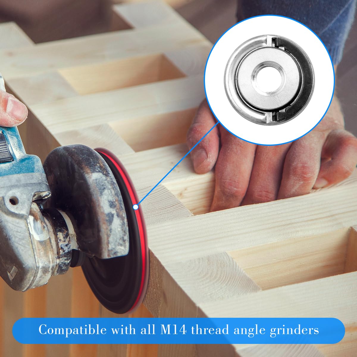 2Pcs M14 Quick Release Self Locking Flange Nut, GLADFRESIT Heavy Duty Stainless Steel Angle Grinder Fitting Part - Image 3