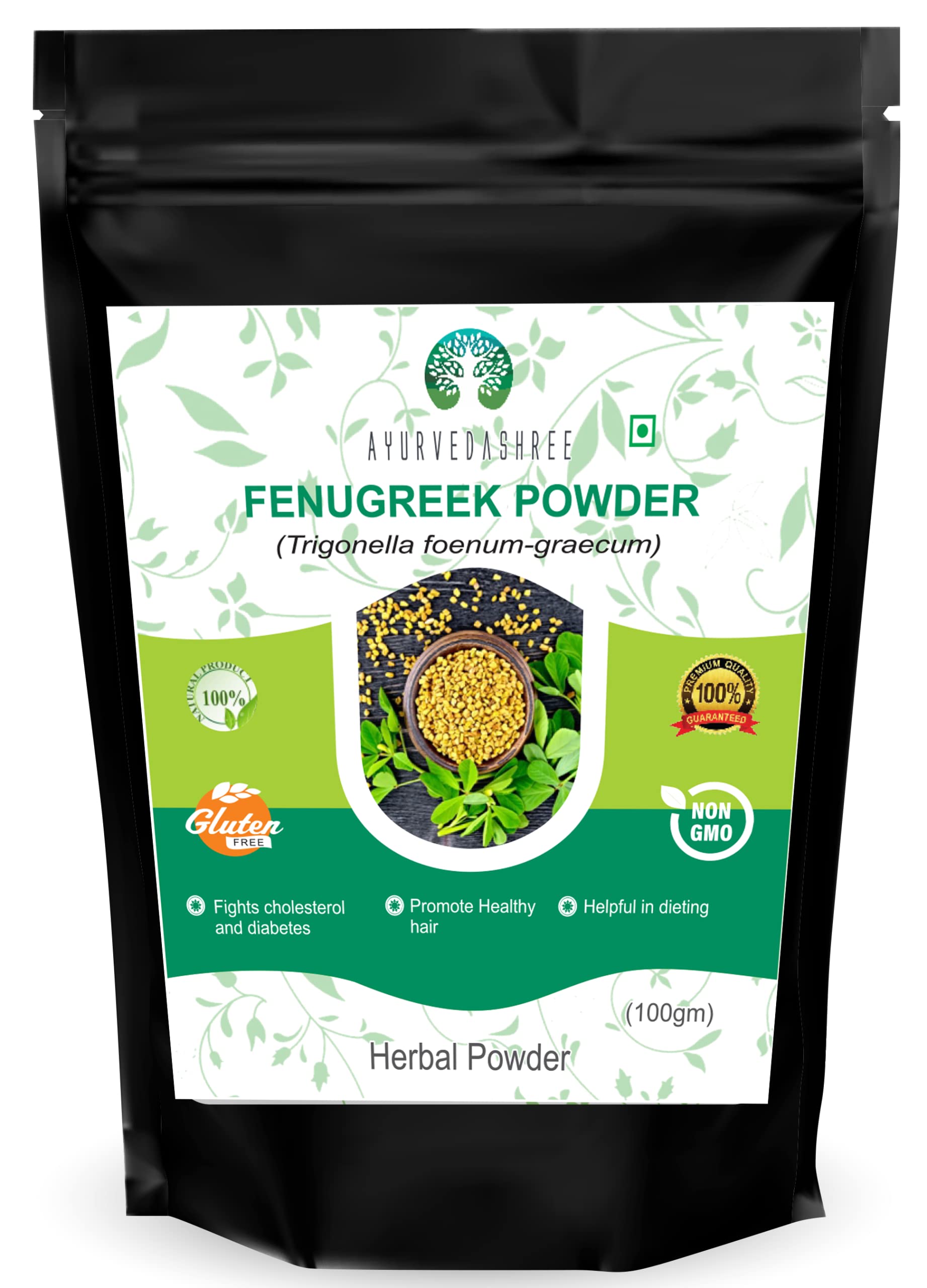 AYURVEDASHREE Fenugreek Seeds Powder 100 Gm I Trigonella foenum-graecum Sd. | Methi Powder | Spice Indian Cuisine | Hair Care | Improves Digestion