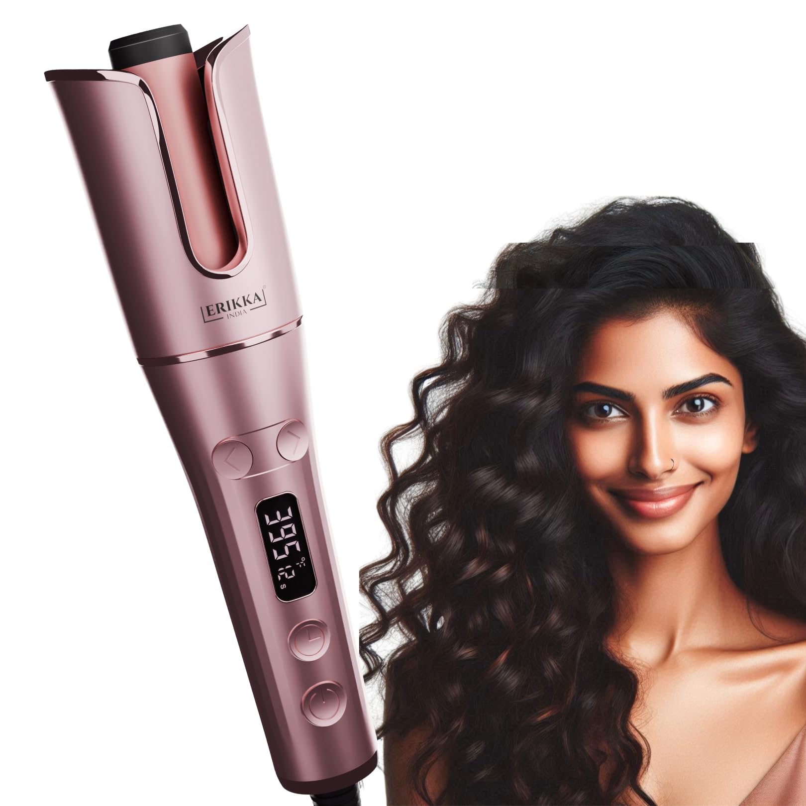 Automatic Hair Curler For Women | 3 Temp Settings, Dual Curling Technology, Universal Hair Compatibility, Tangle-Free Design, And LED Display For Time And Temperature, Rose Gold