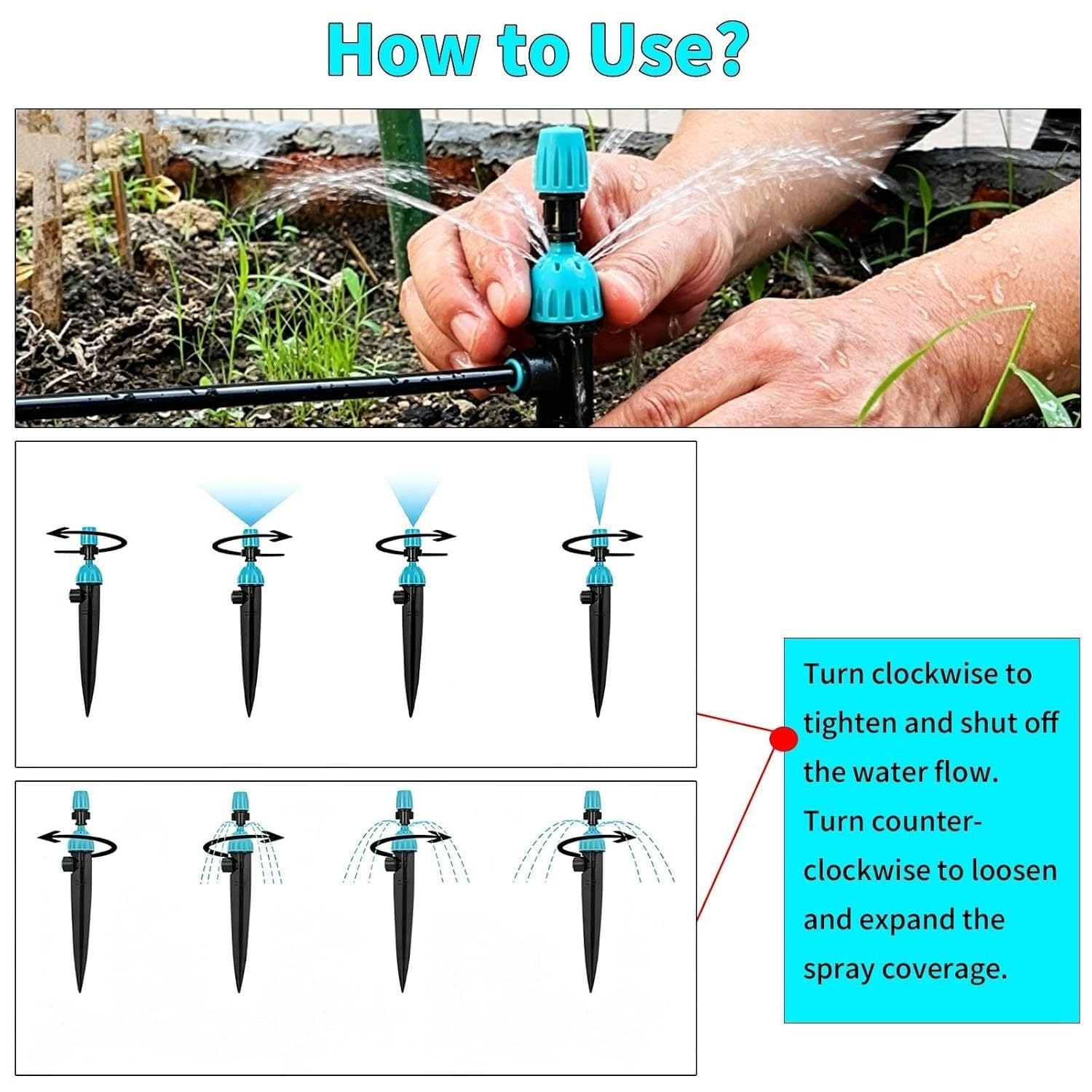 Kit Nebulizador Jardín Sistema de riego por encima del suelo con 3 modos de riego, Equipo de riego simple para plantas en maceta granja viveros vegetales(27m/90ft)