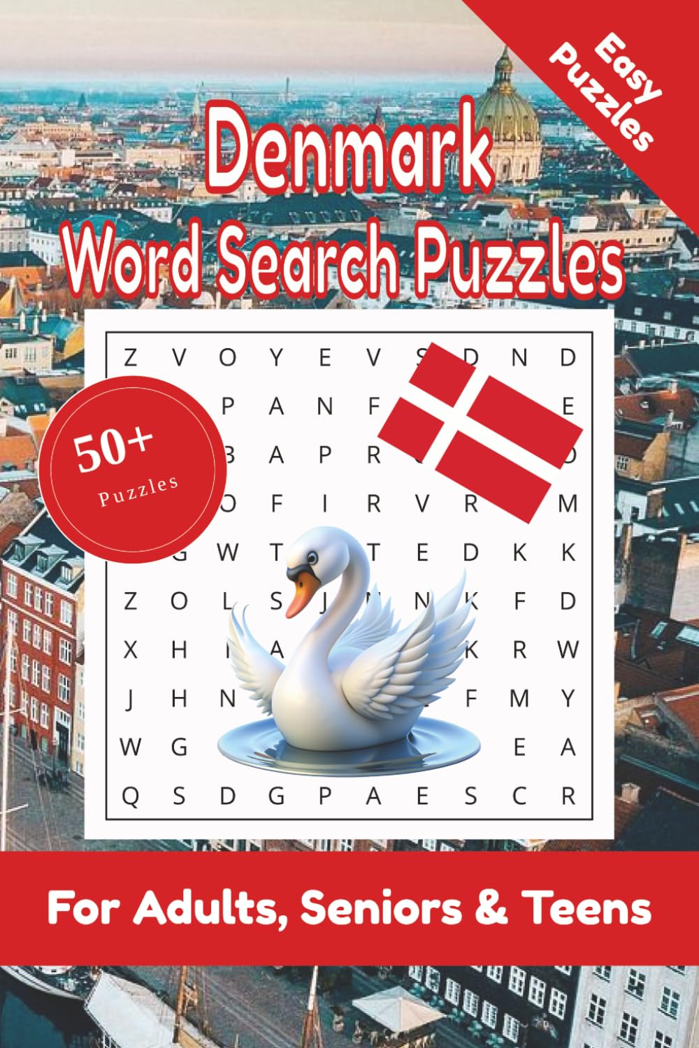 Denmark Word Search Puzzle: 50+ Puzzles Word Search Easy to Read about Denmark and More | 6x9 inches, 110 pages | Gift for Denmark, Countries & Traveling Lover