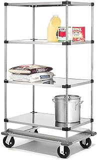 Nexel Stainless Steel Shelf Truck with Dolly Base, 36x24x93, 1600 Lb. Cap.