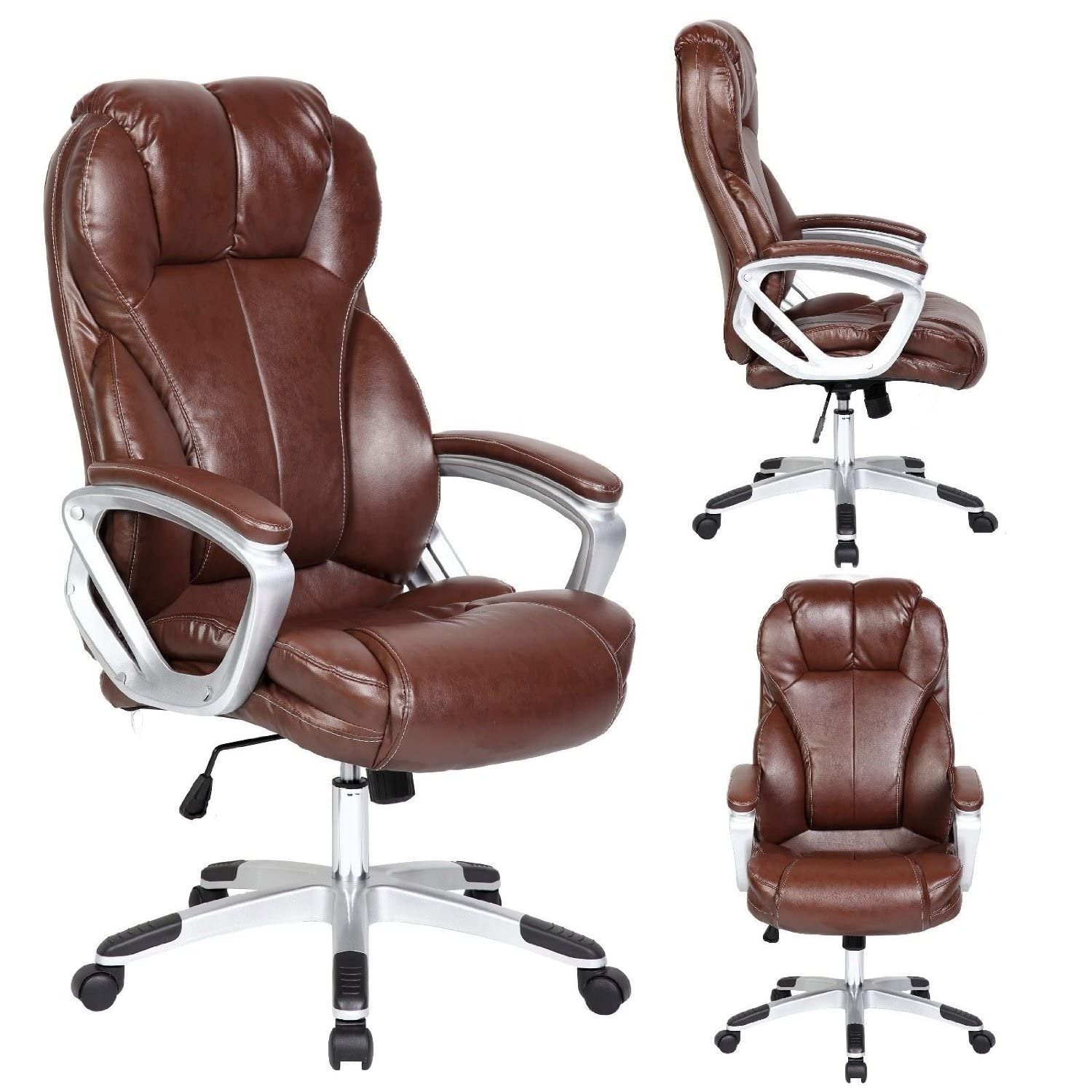 Amazon.com: 2xhome - Brown - PU Leather Ergonomic Office High Back