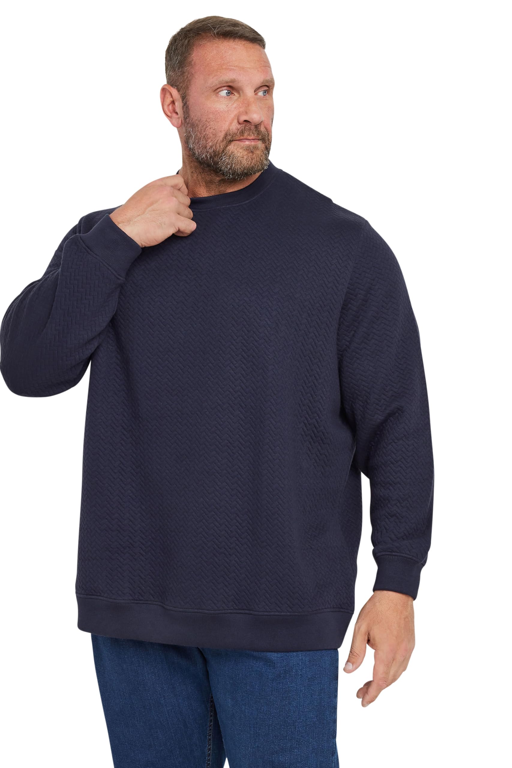 BadRhino Men's Crew Neck Sweatshirt - Dark Blue - 5-6XL