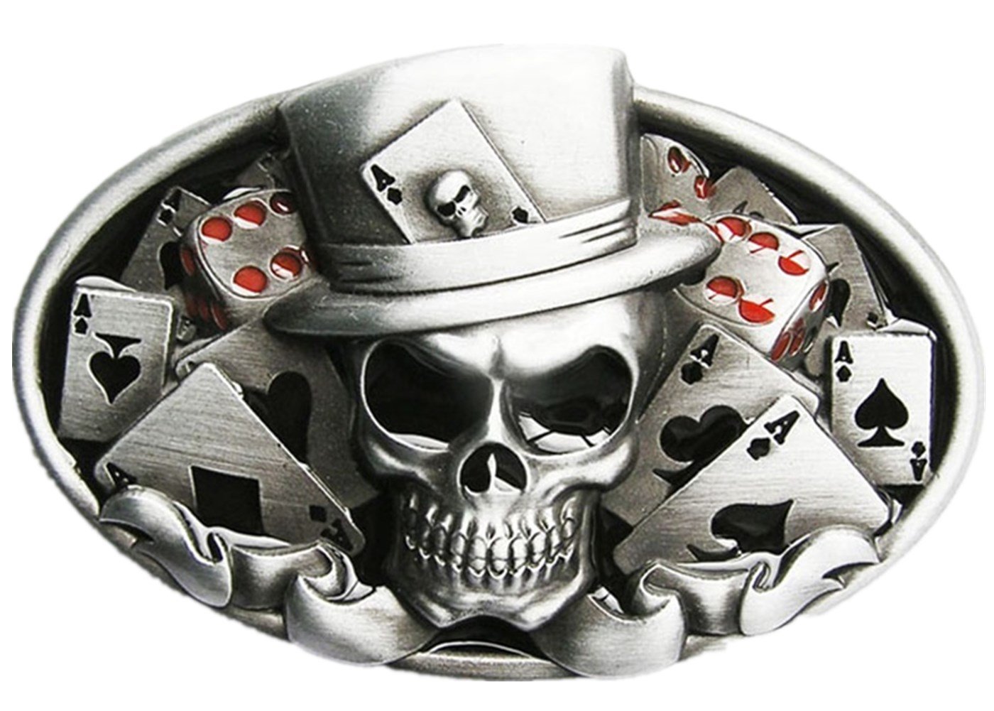 Dice Skull Tattoo Casino Oval Vintage Belt Buckle Stock in US-image-38