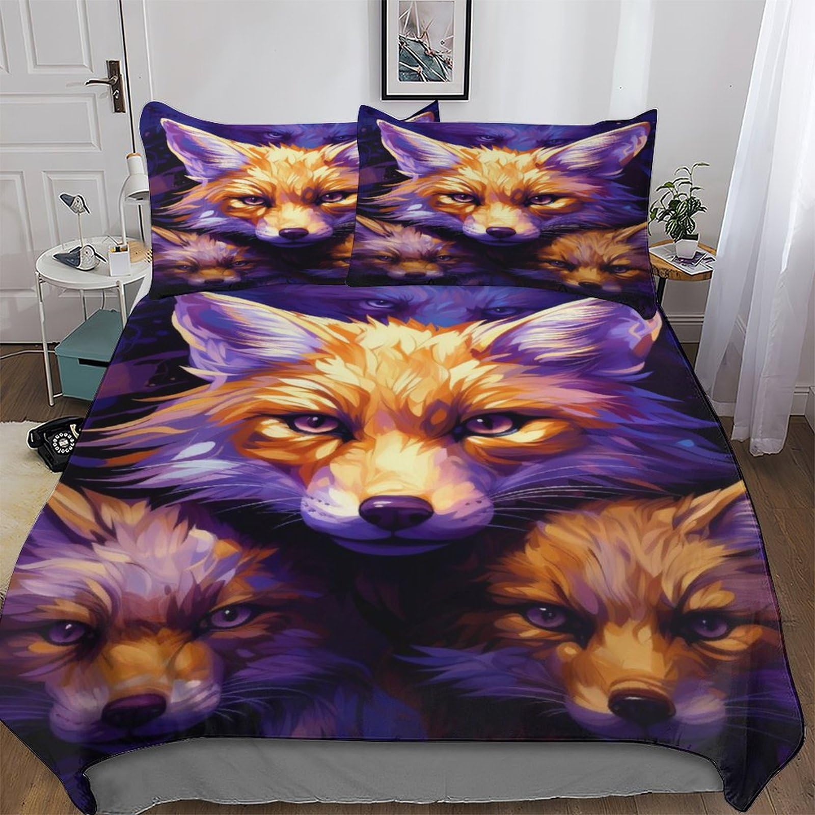 Housse de couette renard microfibre douce qui ne glisse pas et reste fraîche toute la nuit