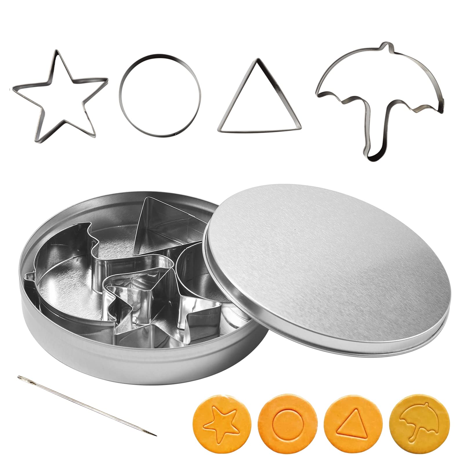 Squid Cookie Game Cutter Mold in Case Set, Cookie Mold Christmas Tree/Crutch/Bells Sugar Cookie Pie Crust Cake Pie Biscuit Cutter Mold for Christmas Party Game (Suit)