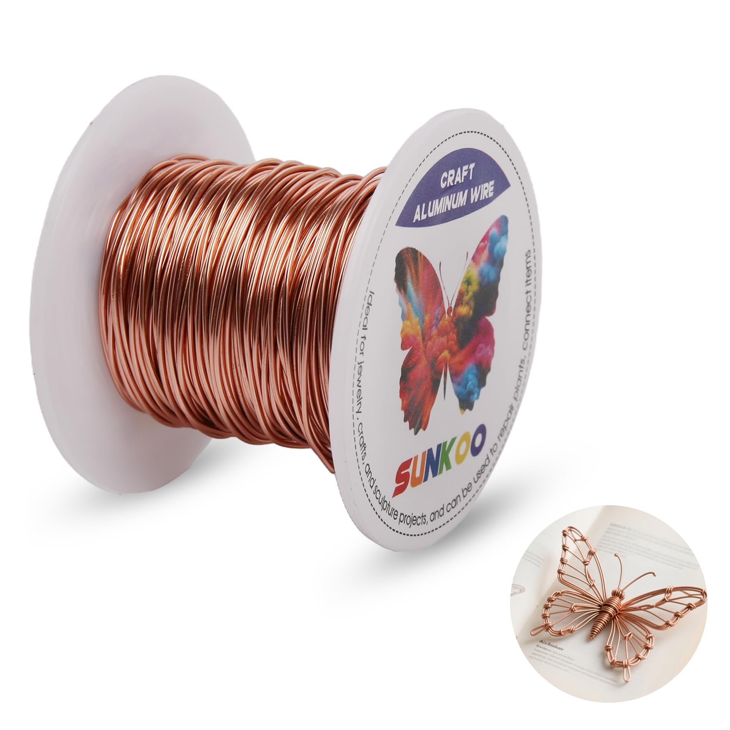 Sunkoo 20 Gauge 0.8mm Champagne Aluminium Craft Wire,98.4Ft Bendable Wire for Jewellery Making Sculpting, Floristry, Armature