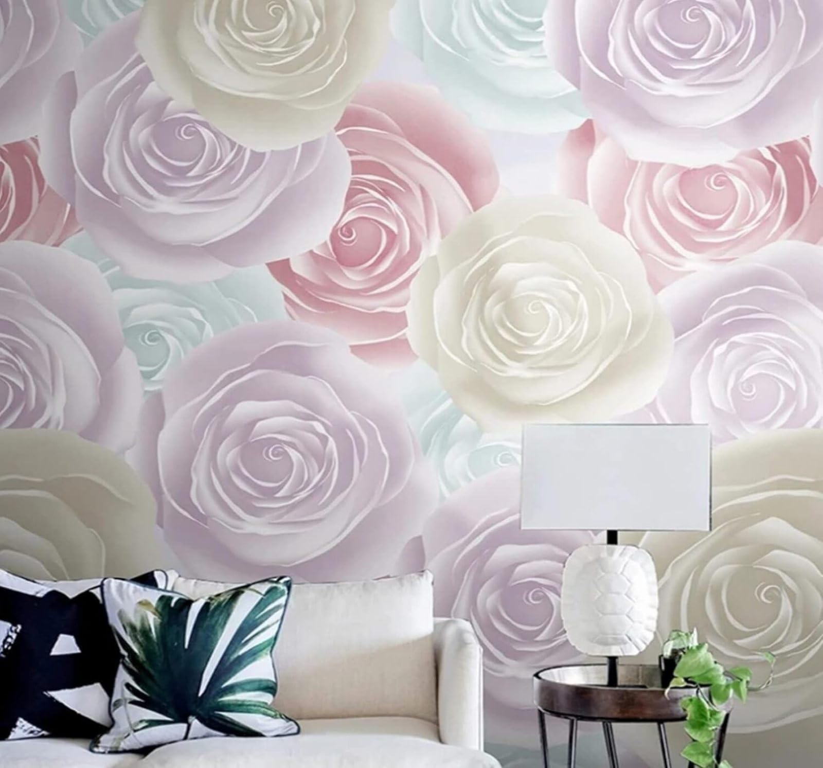 XLMING Simple Beautiful Romantic Colourful Roses 3D Wallpaper Luxury Silk Study Dining Feature Sofa Grey Bedroom Living Room Tv Decorative Wall-400cm×280cm