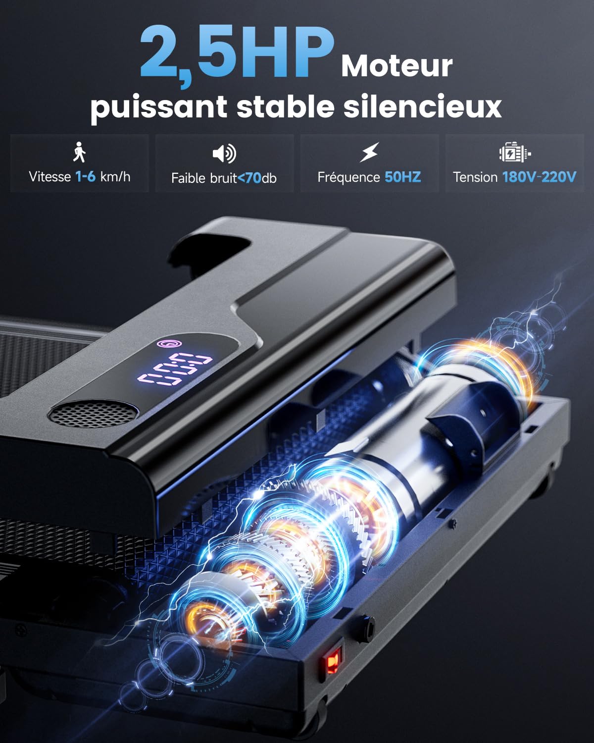 Zeporix Tapis de Course électrique Peu encombrant Portable avec 4 Modes de Vitesse télécommande écran LED