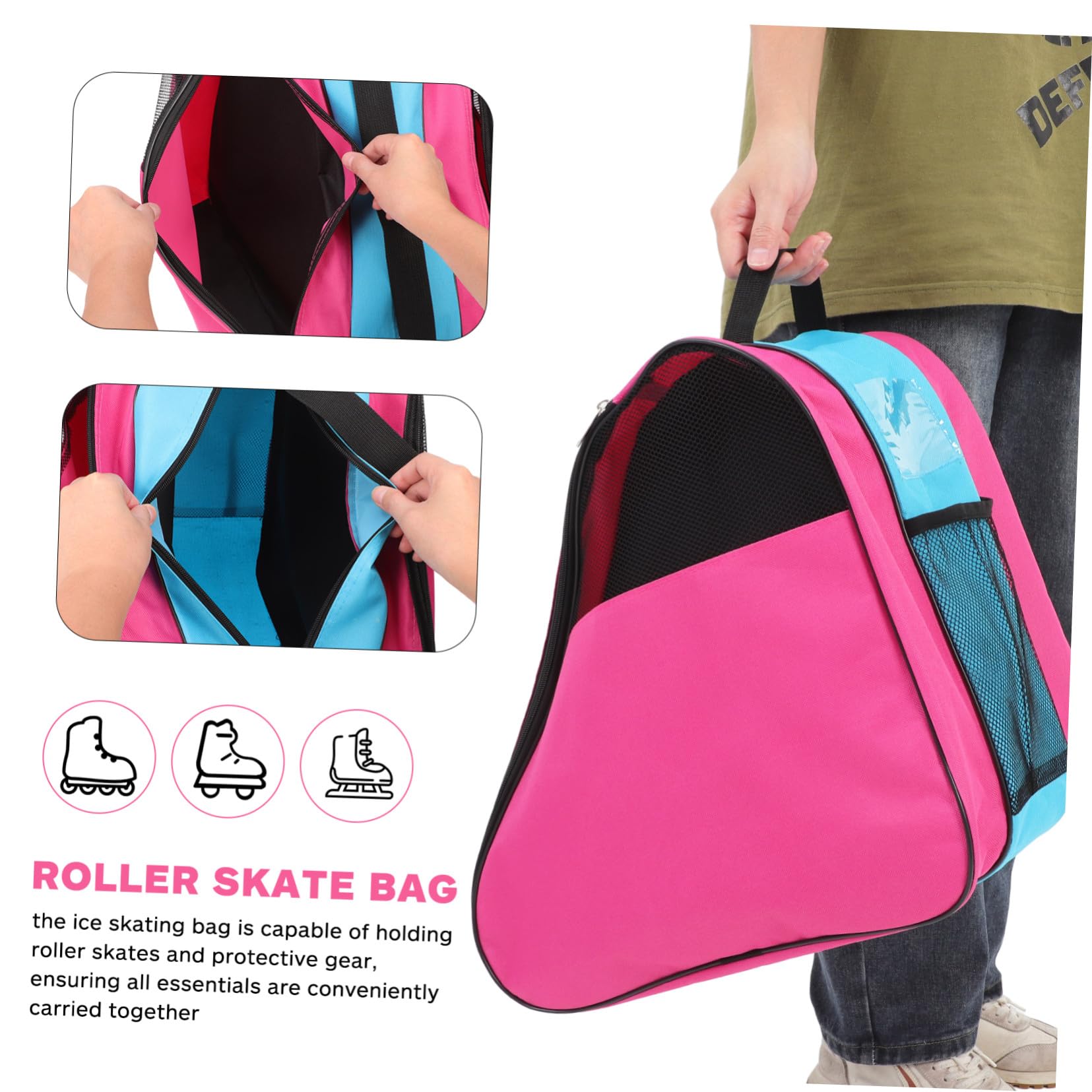 TOYANDONA Rollschuhtasche für Junge Mädchen Eislaufrucksack aus Dreieckstasche zum Transport von Rollschuhen und Schutzausrüstung Robust und Langlebig