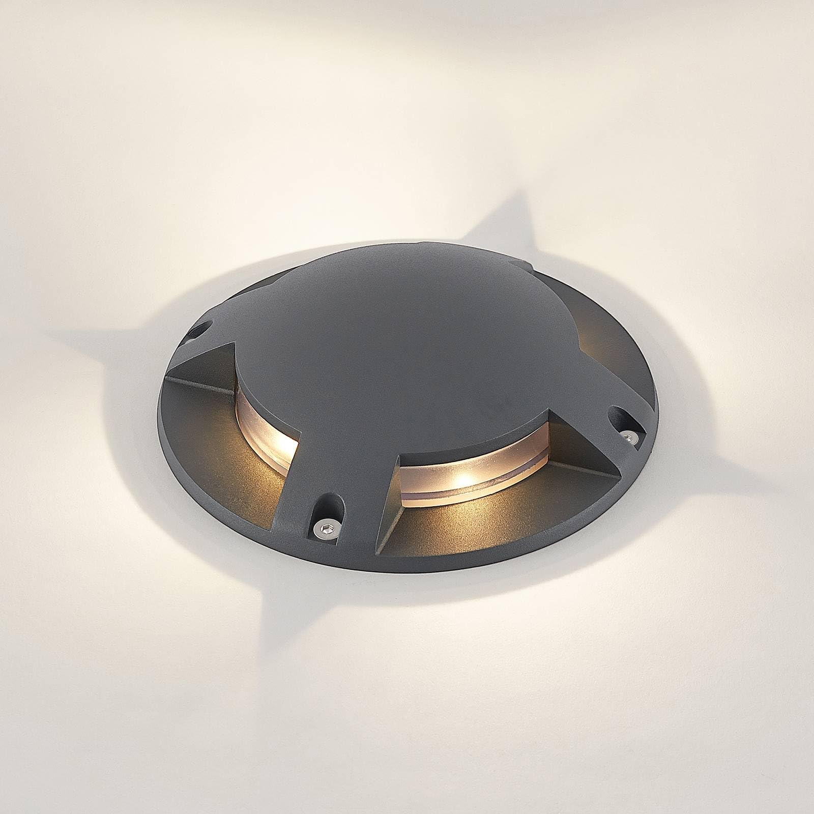 Lindby Bombillas LED luz de suelo exterior en gris oscuro, foco empotrable | proyector de suelo ip67 estanco al polvo y sumergible temporalmente, 4 fuentes de luz, moderno, 3000 k blanco cálido, de