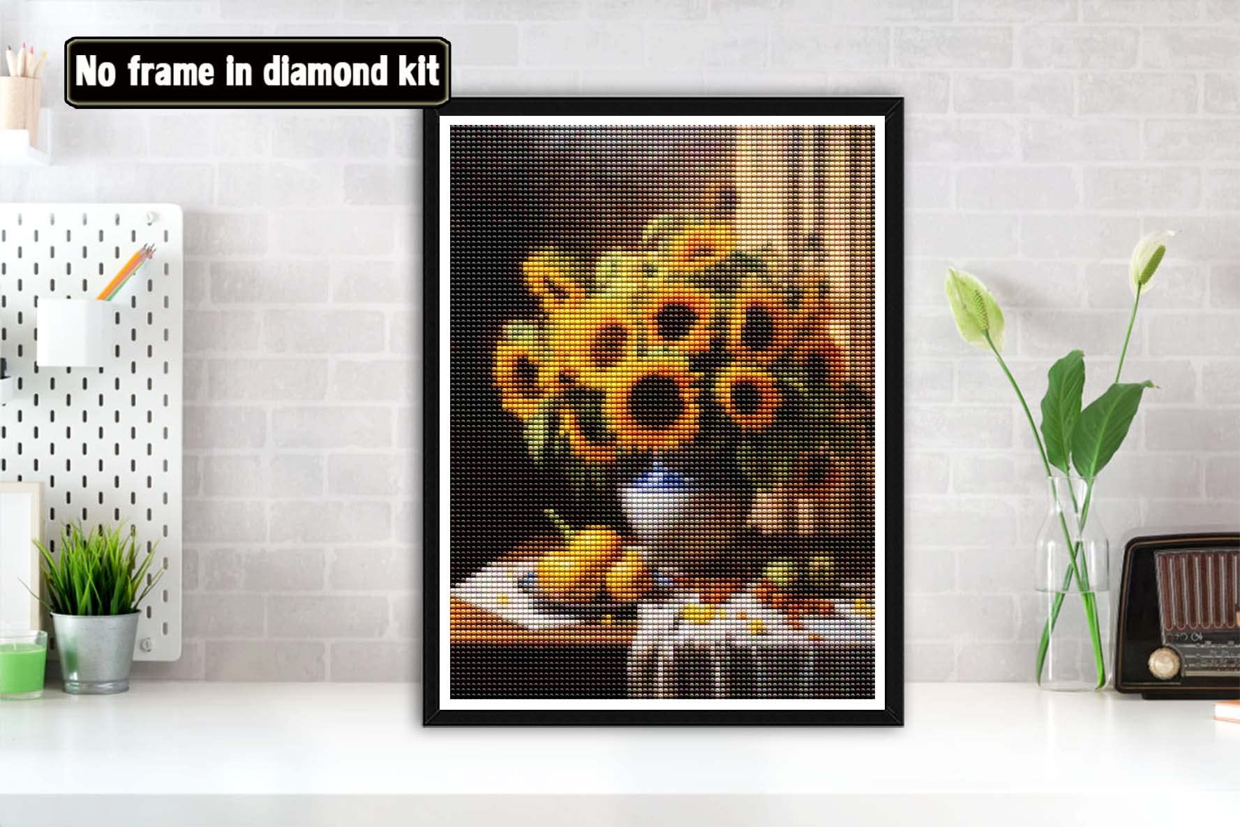 Bimkole 5D Diamond Painting Kit - Girasole E Farfalla, Quadro Fai Da Te Con Strass, Tela 30x40cm, Completo Di Strumenti - 3