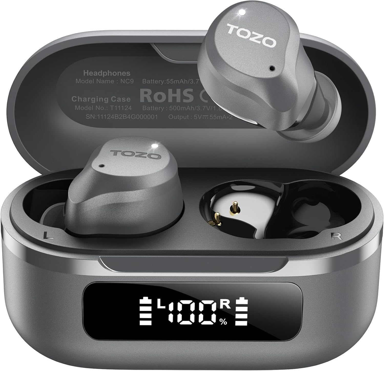 TOZO NC9 Hybrid Active Noise Cancelling Wireless Earbuds, in Ear Headphones IPX6 Waterproof Bluetooth 5.3 Stereo Earphones, Immersive Sound Premium Deep Bass Headset