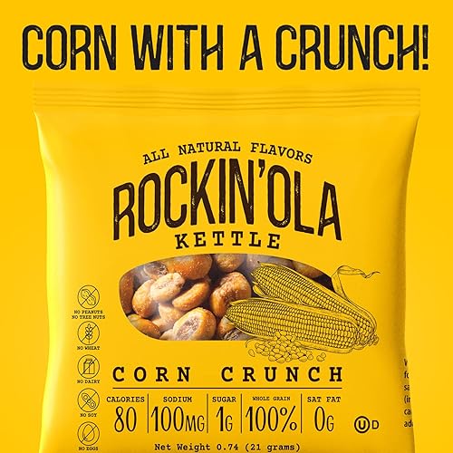 Miniatura 9 de Rockin'Ola - Bocadillos crujientes de maíz, aperitivos de regreso a clases, granos de maíz enteros crujientes, perfectos para llevar, todos los