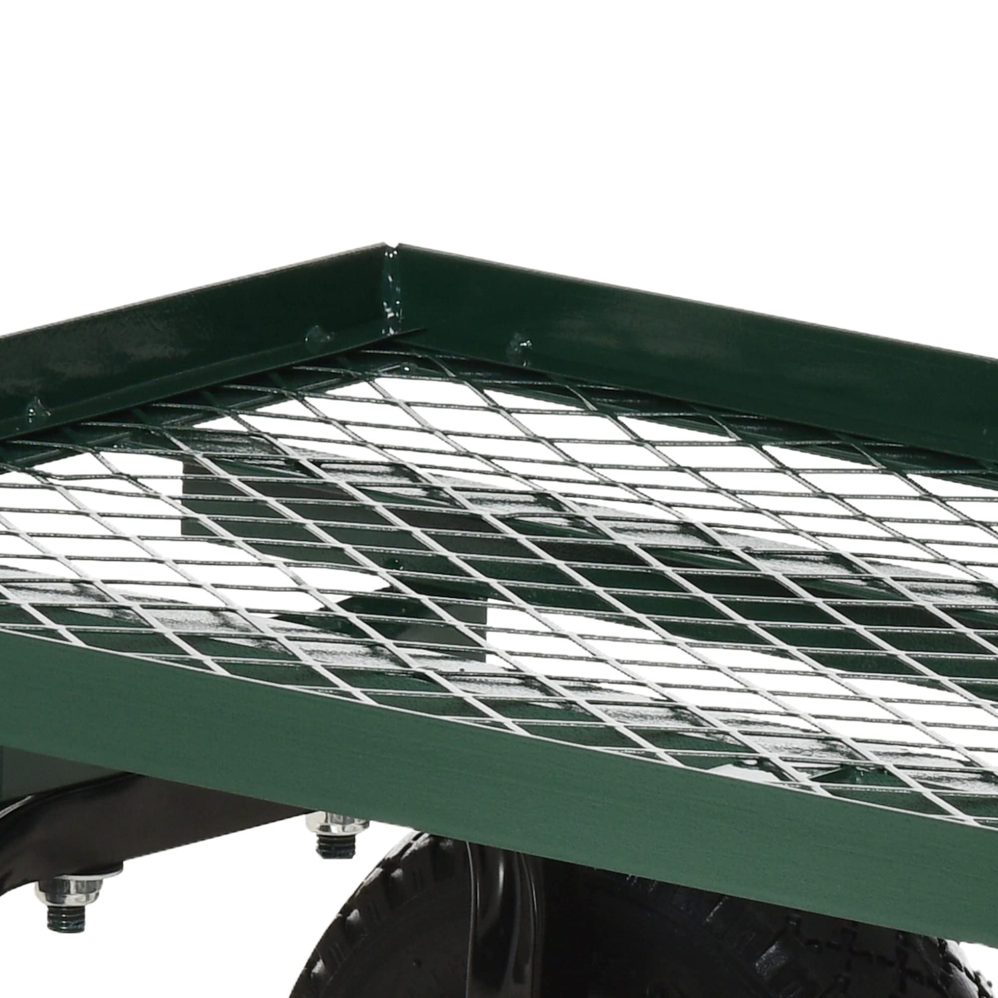 Outsunny Carro de Jardín con Grandes Ruedas Carretilla de Mano con Mango Ergonómico y Estructura de Acero para Transporte de Camping Exterior, Capacidad 150 kg, Negro y Verde