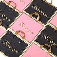Vista 5 de Thank You Bags Shopping Bags, 13.8x11.8 Inch Thank You Gift Bags with Handle for Small Business Bulk Reusable Plastic Shopping Bags for Boutique Pink