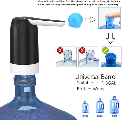 Miniatura 4 de Myvision Paquete de 2 dispensadores de agua eléctricos portátiles de 5 galones, bomba de botella de agua de carga micro USB, dispensador de agua de