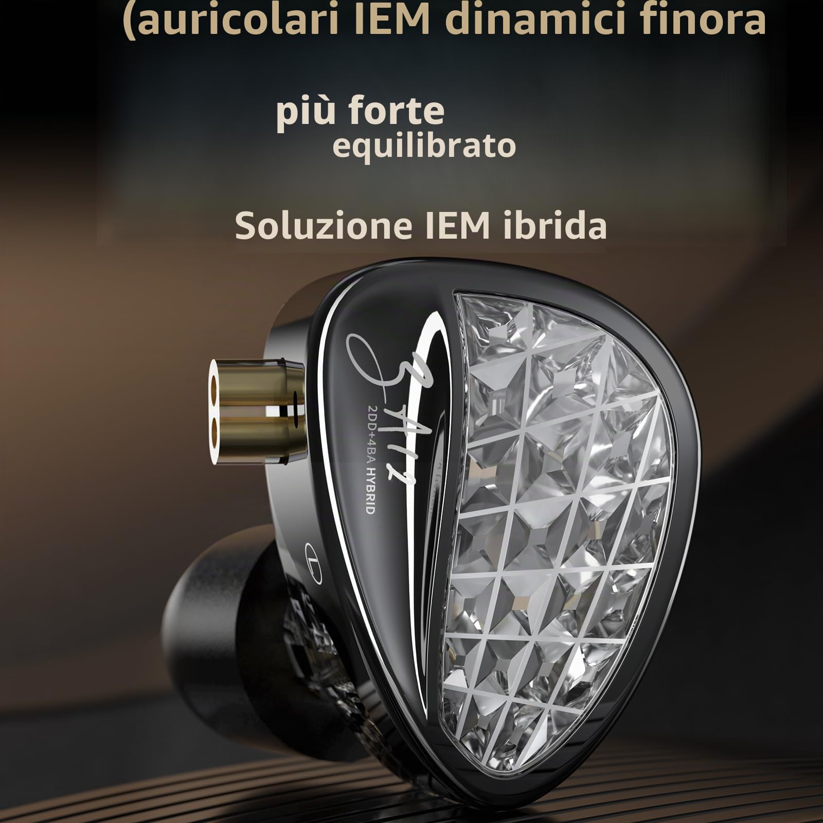 KINBOOFI KZ ZA12 Auricolari cablati, 2DD e 4BA Hybrid IEM, cuffie in-ear con bassi forti, stereo con jack 3,5 mm, isolamento acustico, monitor in-ear ad alta sensibilità
