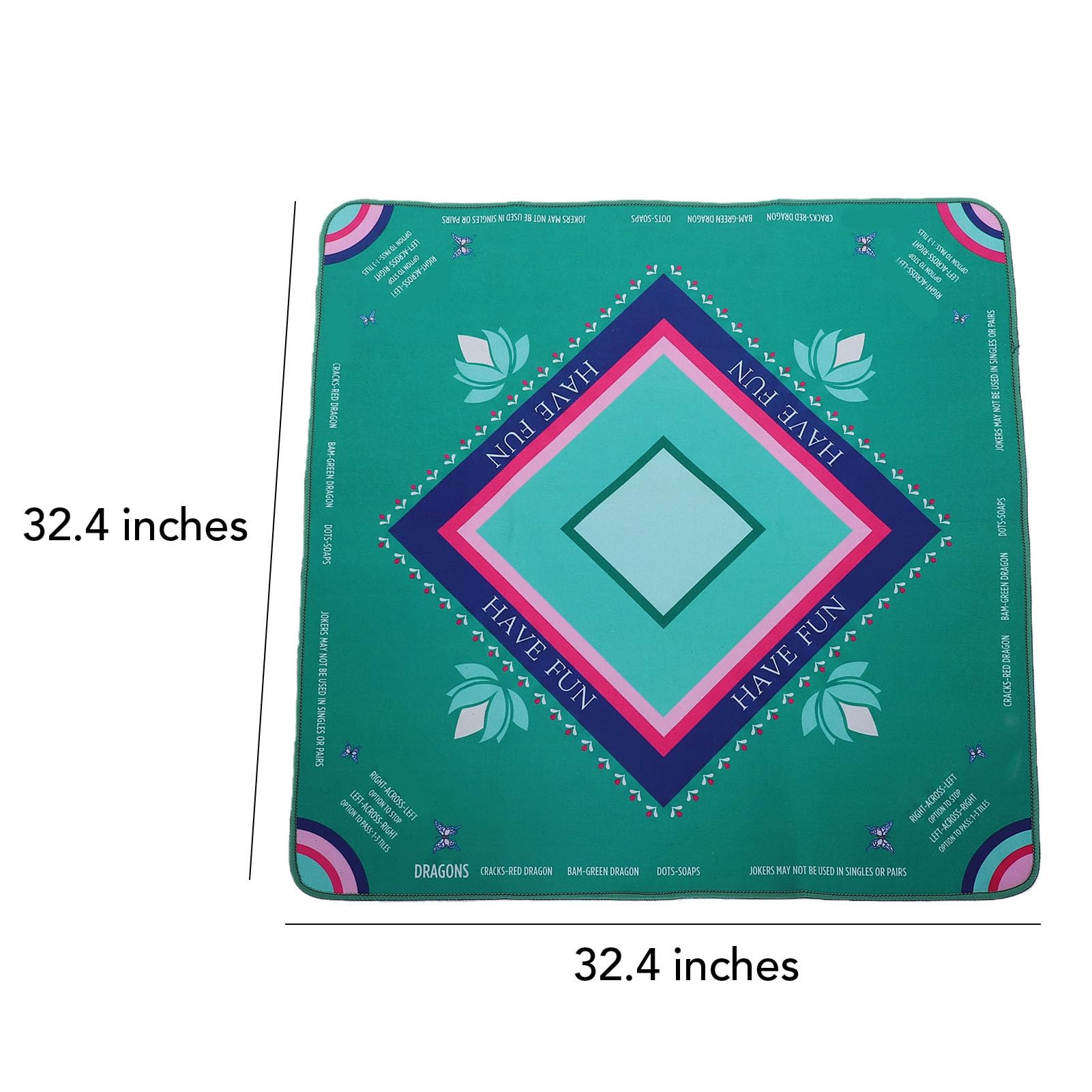 Tapis de Mahjong Antidérapant à Réduction de Bruit, Tapis de Table de Jeu Portable 32,4x32,4 Pouces | La base antidérapante réduit le bruit du jeu, surface lisse pour les cartes Mahjong ;Tapis portable pliable pour le