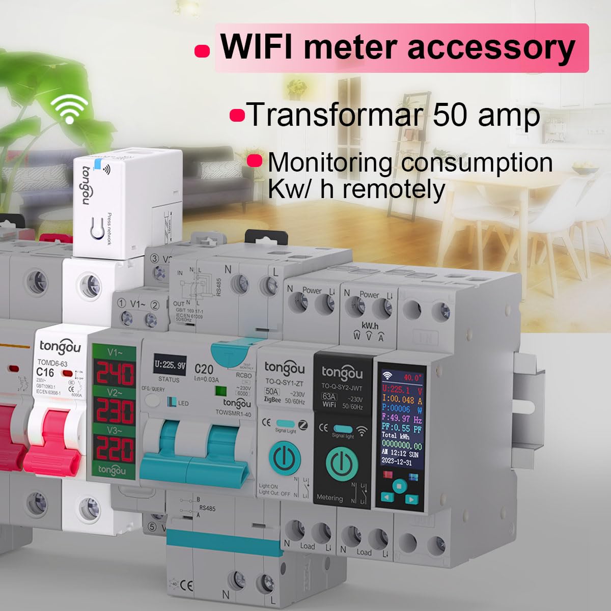 4 szt. Smart Wifi Energy Meter 1 Faza Smart Life Tuya App Control