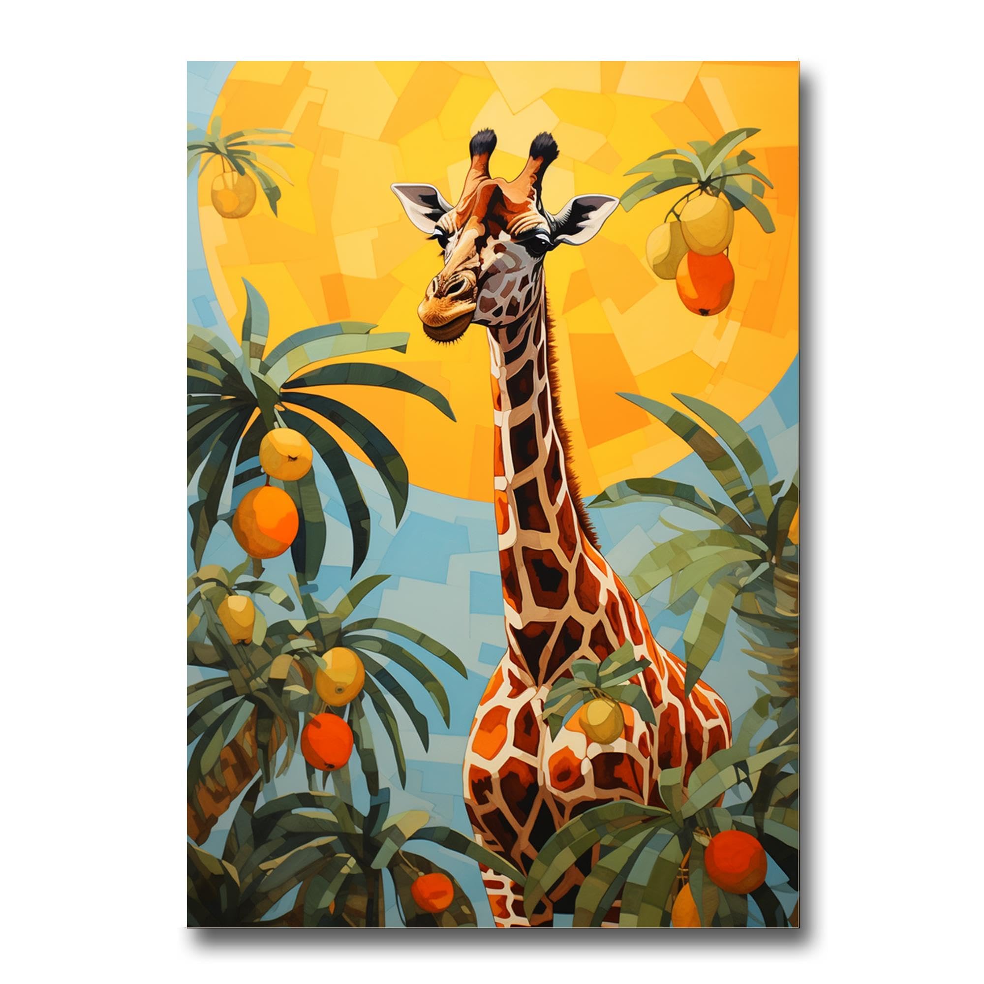 Clever combination of giraffe and bananas, Modern poster, Modern Art Print, Framed Abstract Art, Framed Art Decor, poster
