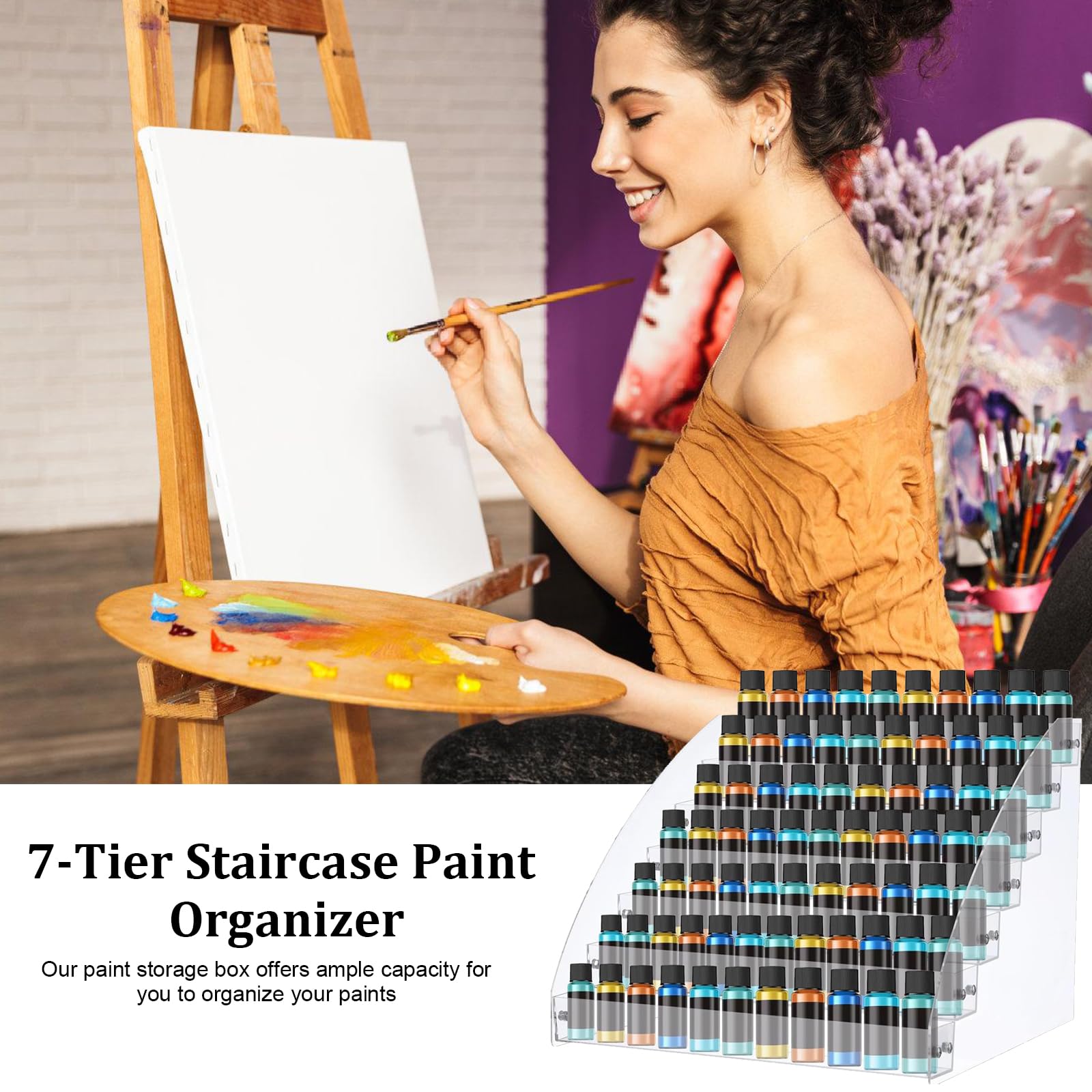 Organizzatori per pittura acrilica per vernici acriliche e pennelli organizer a 7 strati per strumenti efficienti
