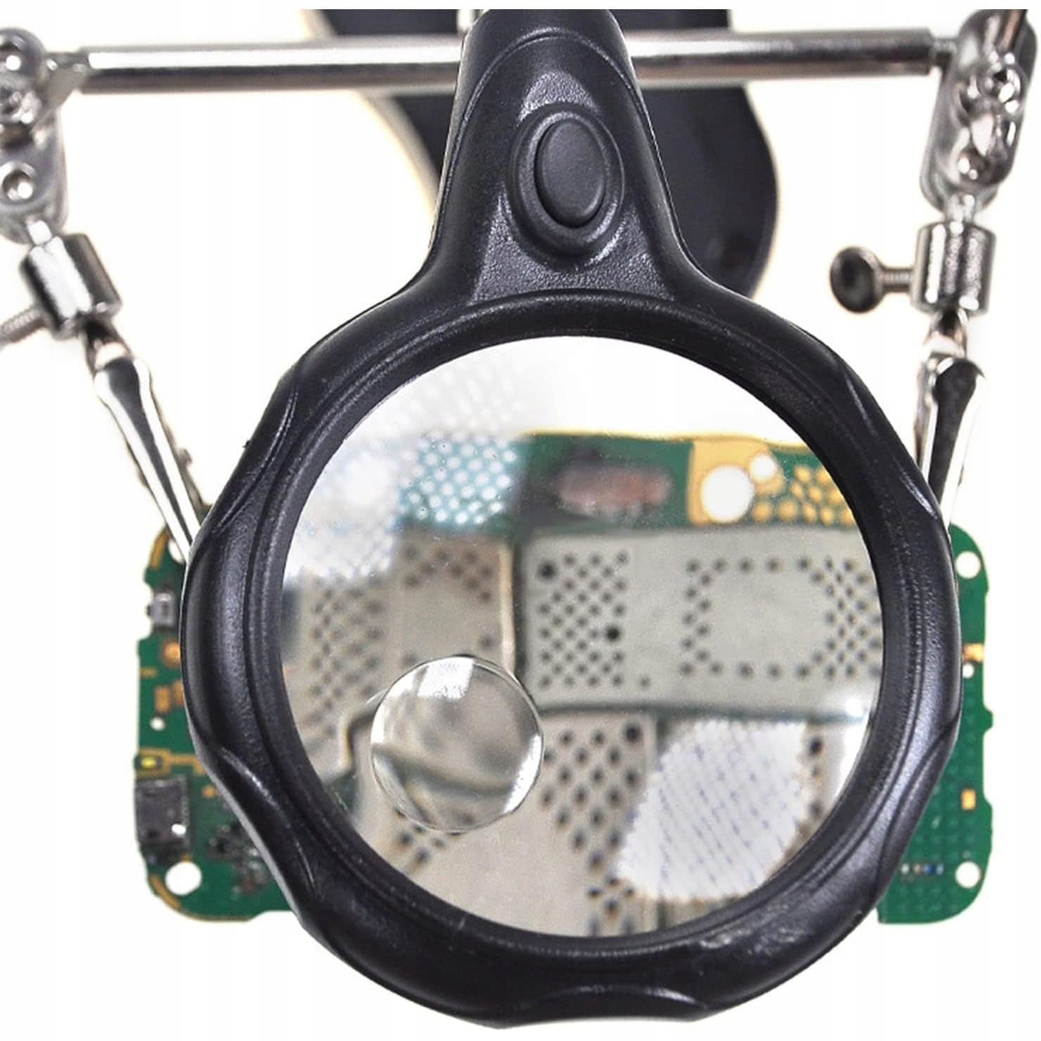 Troisième Main avec Loupe TE-801 – Grossissement 3,5x/12x, LED x2 | Base 10x6cm, Hauteur 26cm | Support Fer à Souder | Pour Soudure, Électronique | Accessoire Atelier