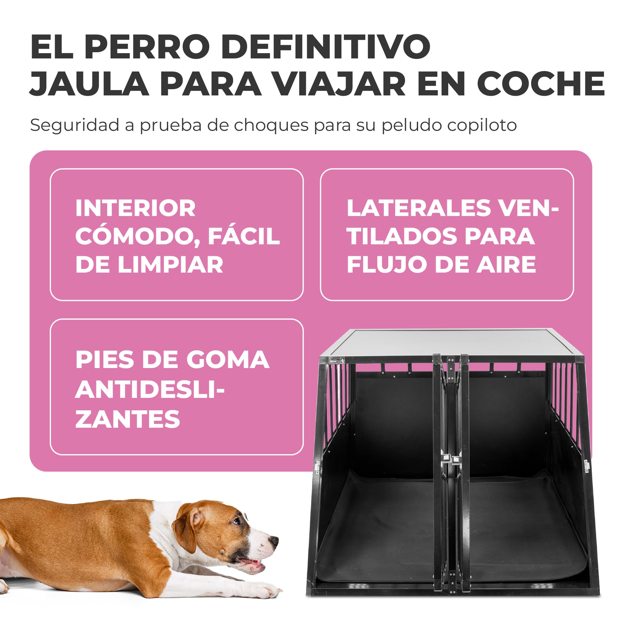 MaxxPet Transportín para Perros en Coche - Banco de Transporte - Banco para Perros para el Maletero del Coche - Banco de 2 Puertas - 96x91x70cm