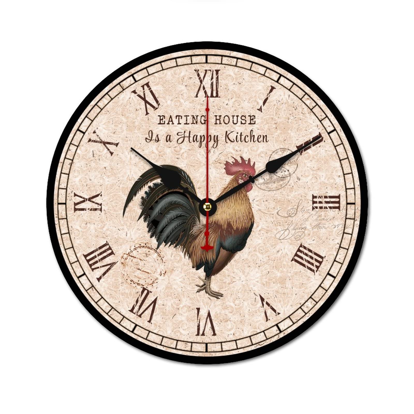 Horloge de cuisine Eating House en bois decoration murale chaleureuse retro 38cm