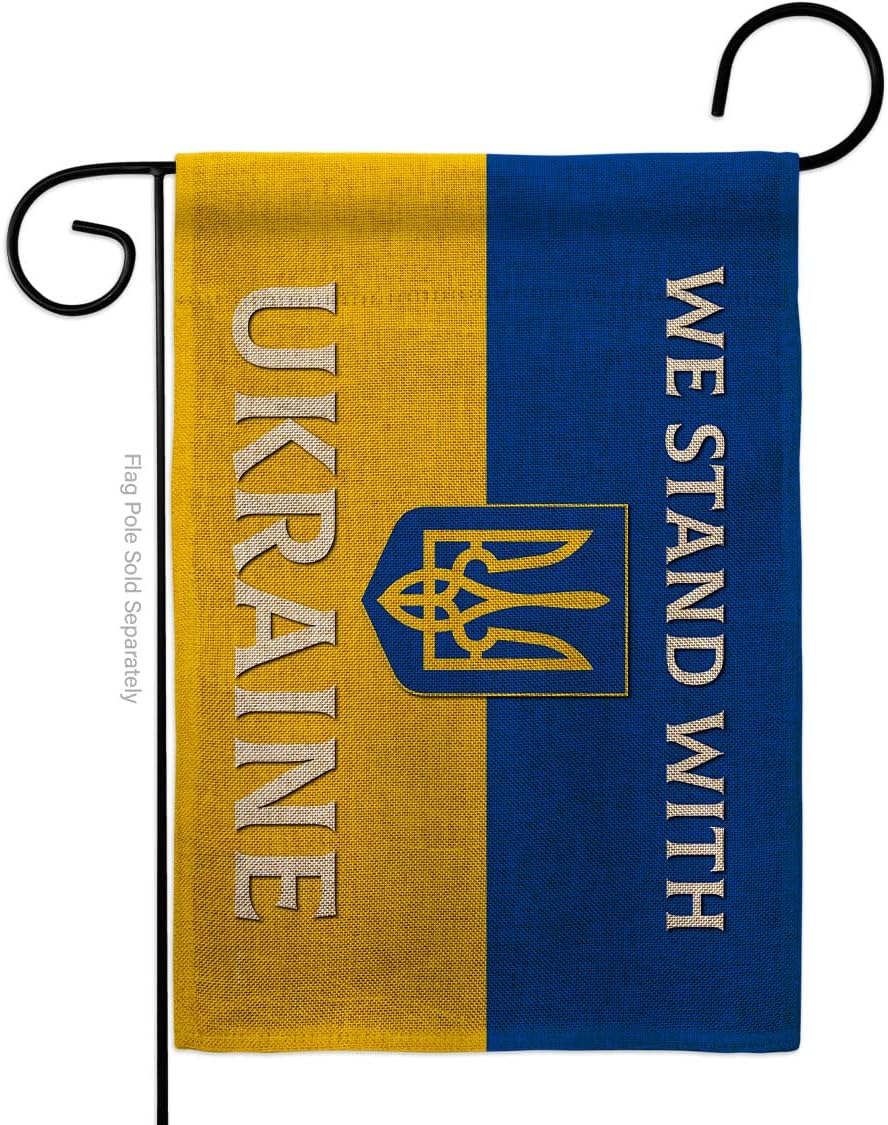 Americana Home & Garden Stand with Ukraine Burlap Garden FlagSupport Cause Small Decorative Gift Yard House Banner Double-Sided Made in USA 13 X 18.5 AA-CU-IP-US22-AG