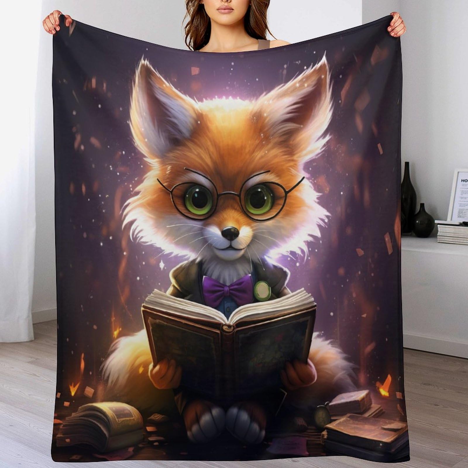 Couverture toutes saisons renard pour stopper le froid sur le canapé