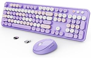 Typewriter Wireless Keyboard and Mouse with Circular Keycaps