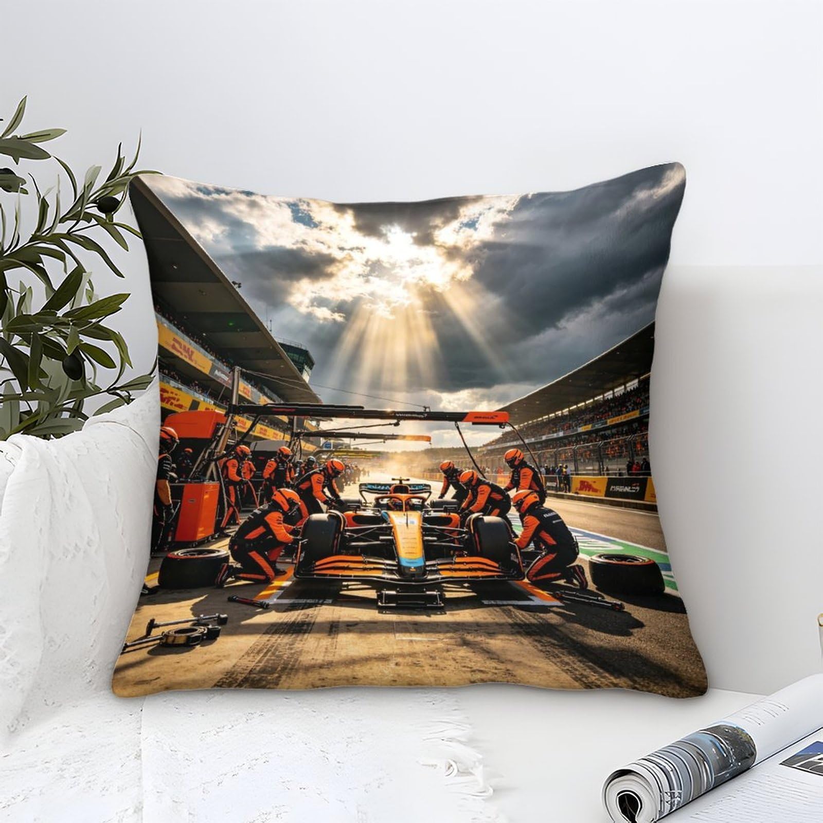 3U6C4M9K Oscarpiastrii Cushion Covers 40x40cm Pit Stop Decorative Throw Pillow Covers for Sofa Summer Outdoor Decor