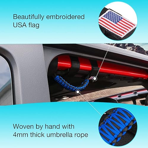 Miniatura 21 de GAIZON Paquete de 2 asas de agarre de barra antivuelco, asas de paracaídas para Wrangler CJ YJ TJ JL JK LJ JLU JKU Sahara Freedom Rubicon, Gladiator